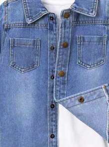男小童雙口袋牛仔襯衫和牛仔褲不帶T恤 - 中等水洗藍 - 查看 6