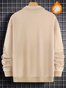 Manfinity Homme Loose Fit Men's Letter Print Drop Shoulder Thermal Lined Sweatshirt