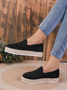 Zapatos De Plataforma Para Mujer Con Suela De Yute, Cómodos Para La Primavera Y Otoño - Negro - Ver 5
