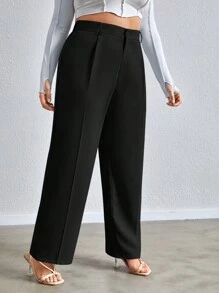 SHEIN Essnce Plus Solid Straight Leg Pants