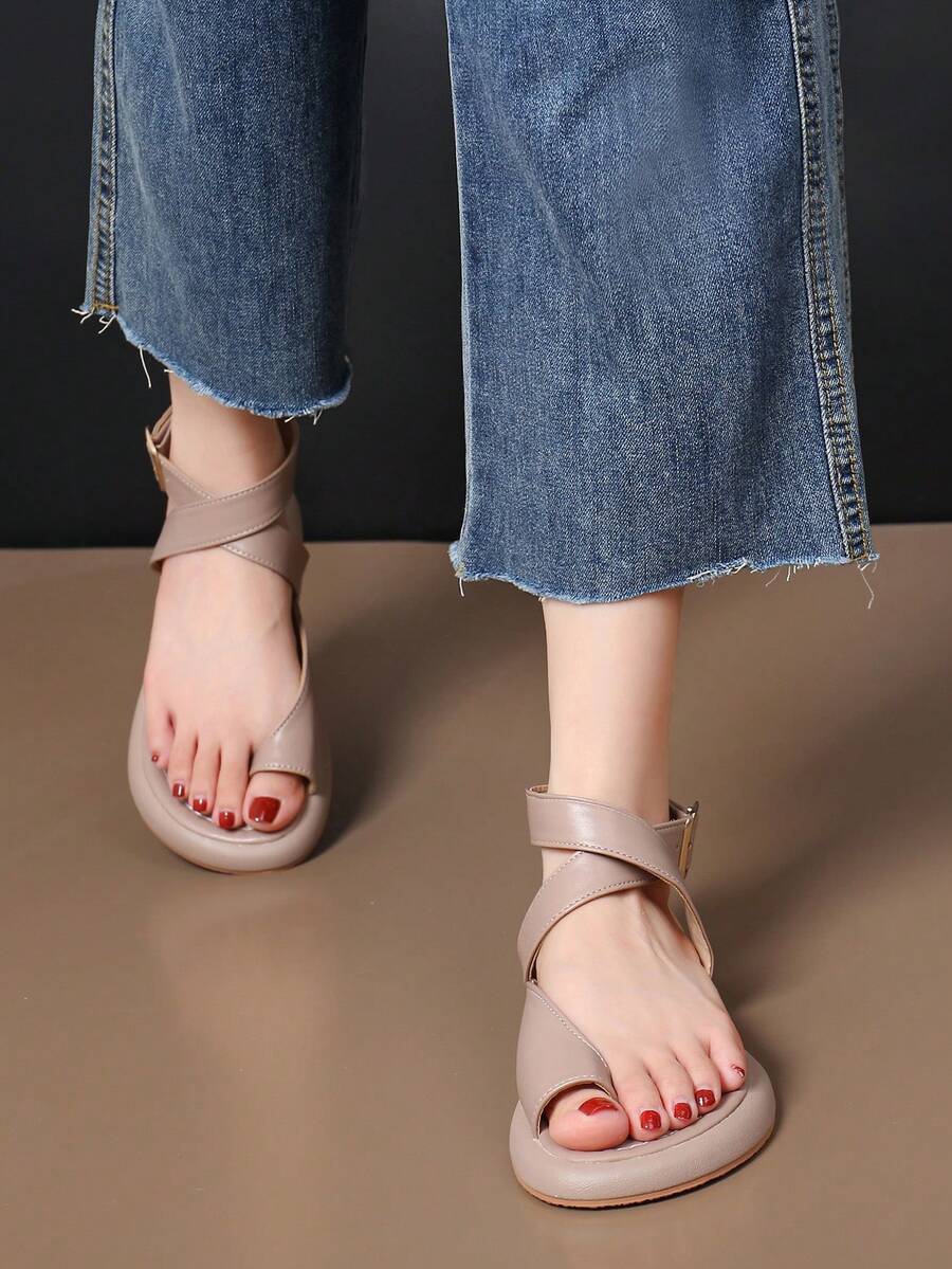 Dép quai hậu Buckle Decor - Xám - Xem 1