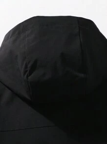 Män Plus Lapp med text detalj Fåll med Dragsko Huva Jackor - Svart - Visa 6
