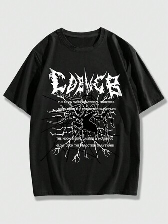 Grunge Punk Camiseta con gráfico de eslogan para hombres, escolar