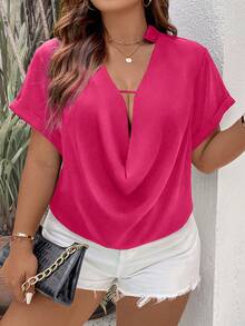 SHEIN Clasi 加大垂褶领衬衫，适合新年假期聚会服装