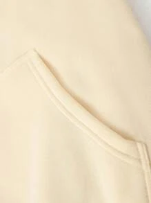 Men Sculpture & Letter Graphic Drawstring Hoodie - Apricot - View 4