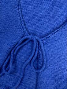 SHEIN Unity Tie Front Crop Cardigan - Blue - View 6