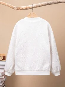 SHEIN Cậu bé Tween Chi tiết Patched thư Lót Teddy Áo khoác bomber - trắng - Xem 2