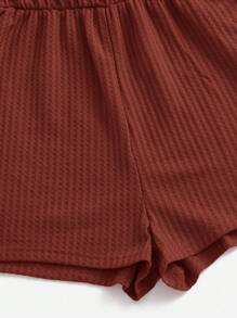 Muchica Women's Casual Loose Knit Solid Color Romper - Rust Brown - View 5