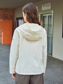 In My Nature Zip Up Drawstring Hooded Outdoor Jacket - Apricot - View 2