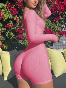 女士时尚性感长袖休闲街头装运动日常春夏连体衣