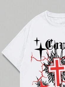 ROMWE MEN Goth Guys Slogan Graphic Tee - White - View 5