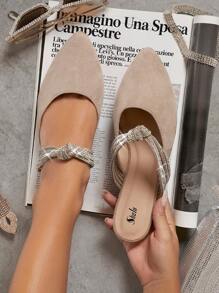 SHUZIA Zapatos mary jane de serraje falso dedo de pie puntiagudo - Caqui - Ver 6