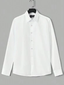 Cottnline Men Solid Button Up Shirt - White - View 1