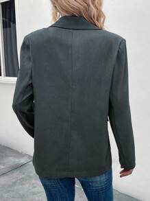 SHEIN Essnce Lapel Neck Single Button Blazer - Grey - View 2