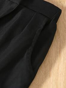 SHEIN Young Girl Solid Slant Pocket Pants - Black - View 6