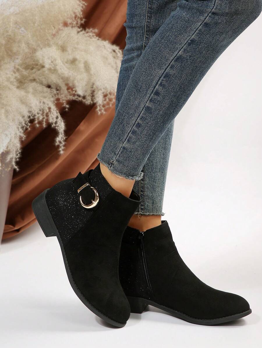 Botas cortas para mujeres de moda - Negro - Ver 1
