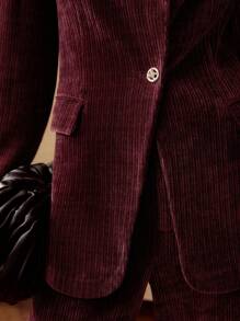 MOTF PREMIUM 灯芯绒西服 - 酒紅色 - 查看 2