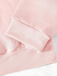 SHEIN EZwear Pullover térmico con estampado de slogan y mariposa - Rosa Pálido - Ver 5