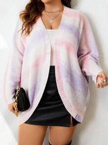 Celure 大碼漸層蝙蝠袖開襟開衫 - 彩色 - 查看 5