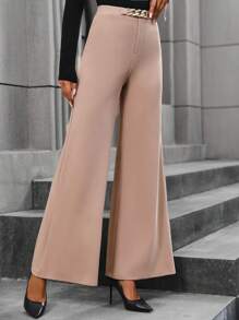 SHEIN Clasi Pantalones de pierna ancha con diseño de cadena - Albaricoque - Ver 6