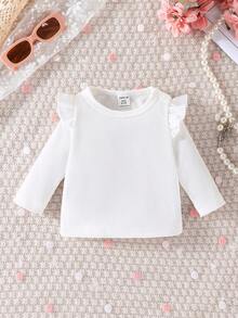 女嬰3入組荷葉邊條紋針織T恤 - 彩色 - 查看 5