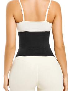 Mesh Panel Hook & Eye Front Waist Trainer - Black - View 2