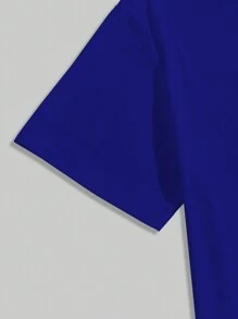 Manfinity Homme Hombres talla grande Camiseta con estampado de corona y letra - Azul - Ver 3