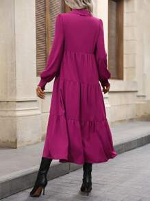 SHEIN Privé 素色荷葉邊娃娃裙 - 紫色 - 查看 2