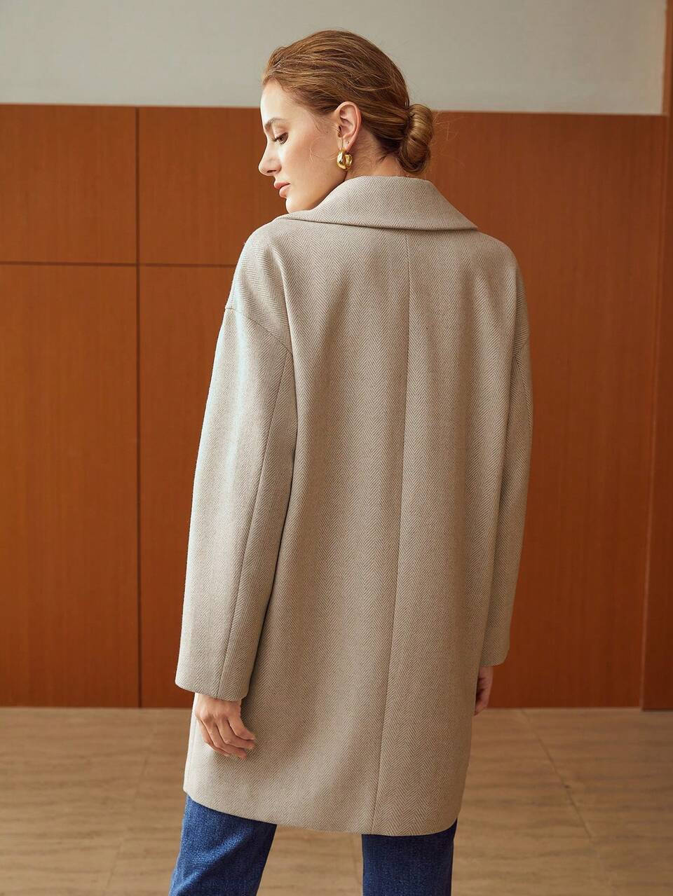 WOOL-BLEND HERRINGBONE COAT