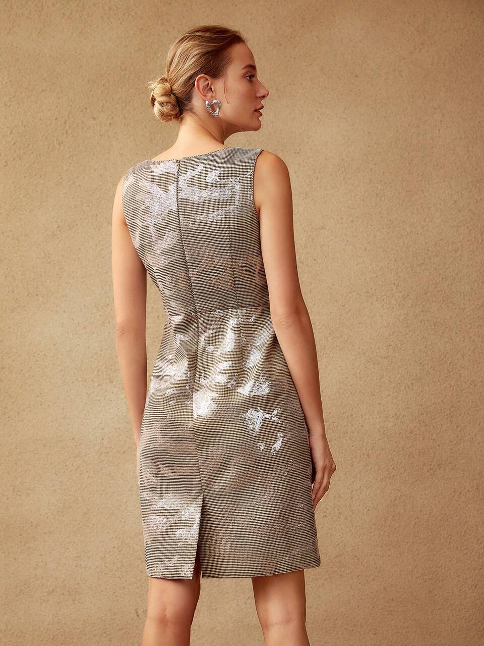 SEQUIN HOUNDSTOOTH DRESS