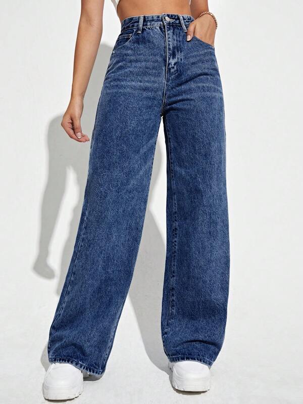 Solid Slant Pocket Jeans