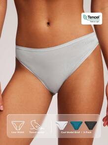 LUVLETTE 3-Pack Mid Rise ™ Modal Bikinis - Multicolor - View 3