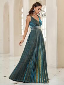 SHEIN Belle Glitter Pleated Hem Party Dress