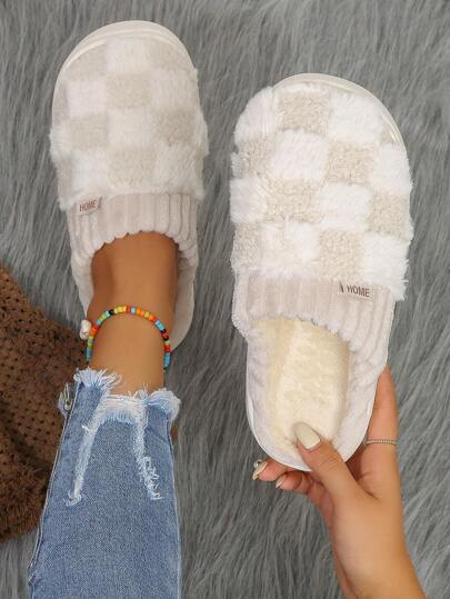 Fall/Winter Women's Home Slippers, 2024 New Winter Thickened Warm Indoor Shoes With Fluffy