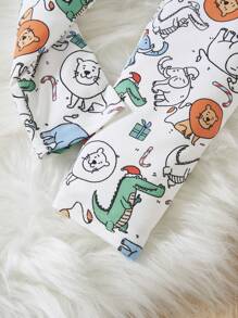 SHEIN Young Boy Cartoon Graphic Snug Fit PJ Set - Multicolor - View 5