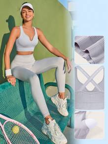 CourtClass 無縫高彈力缺口領運動型胸罩