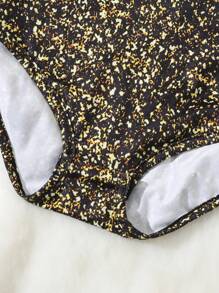 SHEIN Young Girl Ruffle Trim Bodysuit & Star Mesh Overlay Skirt