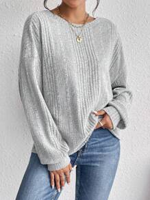 SHEIN Frenchy Solid Drop Shoulder Tee - Grey - View 5