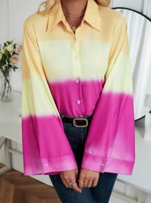 Aveloria 漸層荷葉袖襯衫 - 紫色 - 查看 4