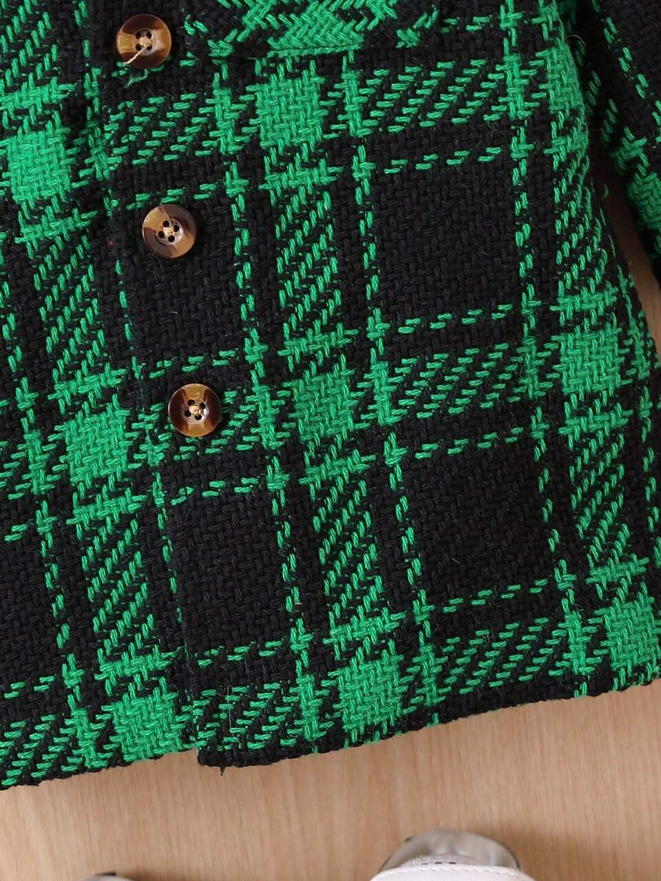 Baby Boy Plaid Pattern Pocket Patched Coat Without Sweater