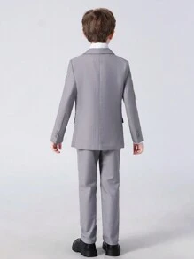 Boys Suits 2-Pieces Suit Set Toddler Tuxedos Dresswear Ring Bearer Outfit Wedding Blazer Pants Formal Suits For Kids Light Grey Size 4-16