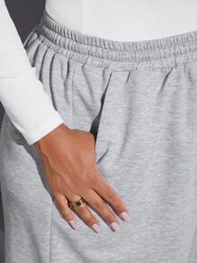 SHEIN CURVE+ Plus Drawstring Waist Slant Pocket Sweatpants