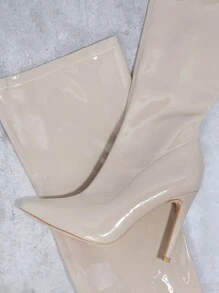 Giày bốt cao quá gối giả da - Màu Khaki - Xem 2