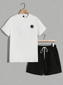 Manfinity RebelGame Nam Đồ họa Khẩu hiệu Áo thun & quần đùi - Đen và trắng - Xem 2