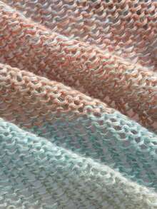 SHEIN MOD Ombre Split Hem Pearls Beaded Detail Halter Neck Backless Knit Top - Multicolor - View 9