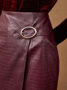 MOTF PREMIUM FAUX LEATHER REPTILE SKIRT - Burgundy - View 3