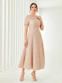 Modelyn Solid A-line Dress - Khaki - View 6