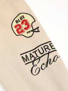 Manfinity Homme Loose Fit Men's Letter Print Drop Shoulder Thermal Lined Sweatshirt