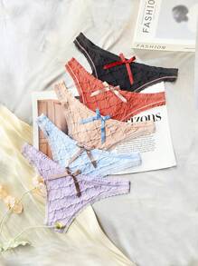 5pack Bow Decor Thong - Multicolor - View 4
