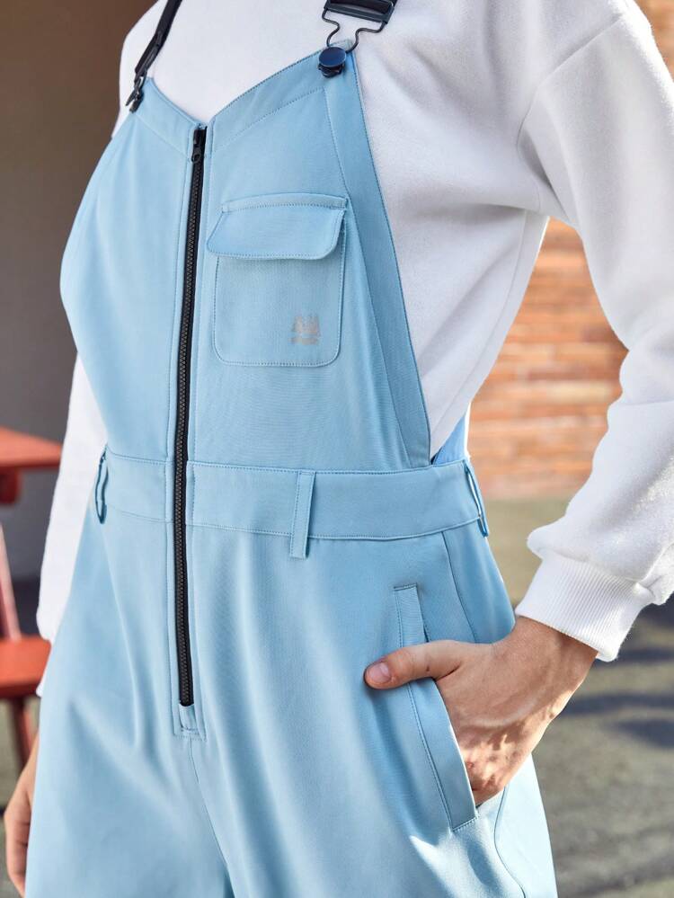1pc Zip Front Flap Pocket One Piece Overalls